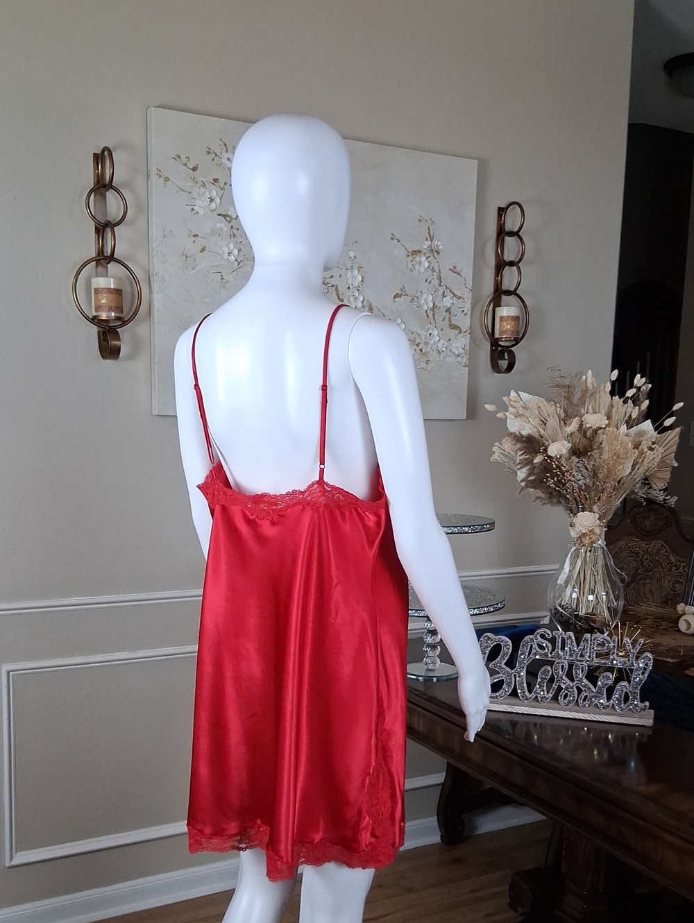 Victoria's Secret Women's Red Lace Trim Slip Mini Dress - Women's Lingerie Large - Picture 15 of 16